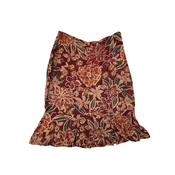 Chico's Design Womens Floral Print 100% Rayon Skirt With Ruffle Hem Size 1 - Picture 6 of 8